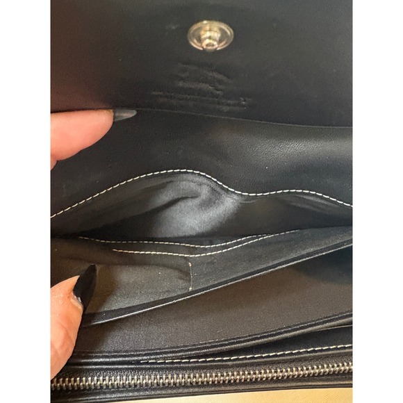 Burberry Blue Label Nova Check Black Leather Flap Long Wallet Excellent - Picture 9 of 15